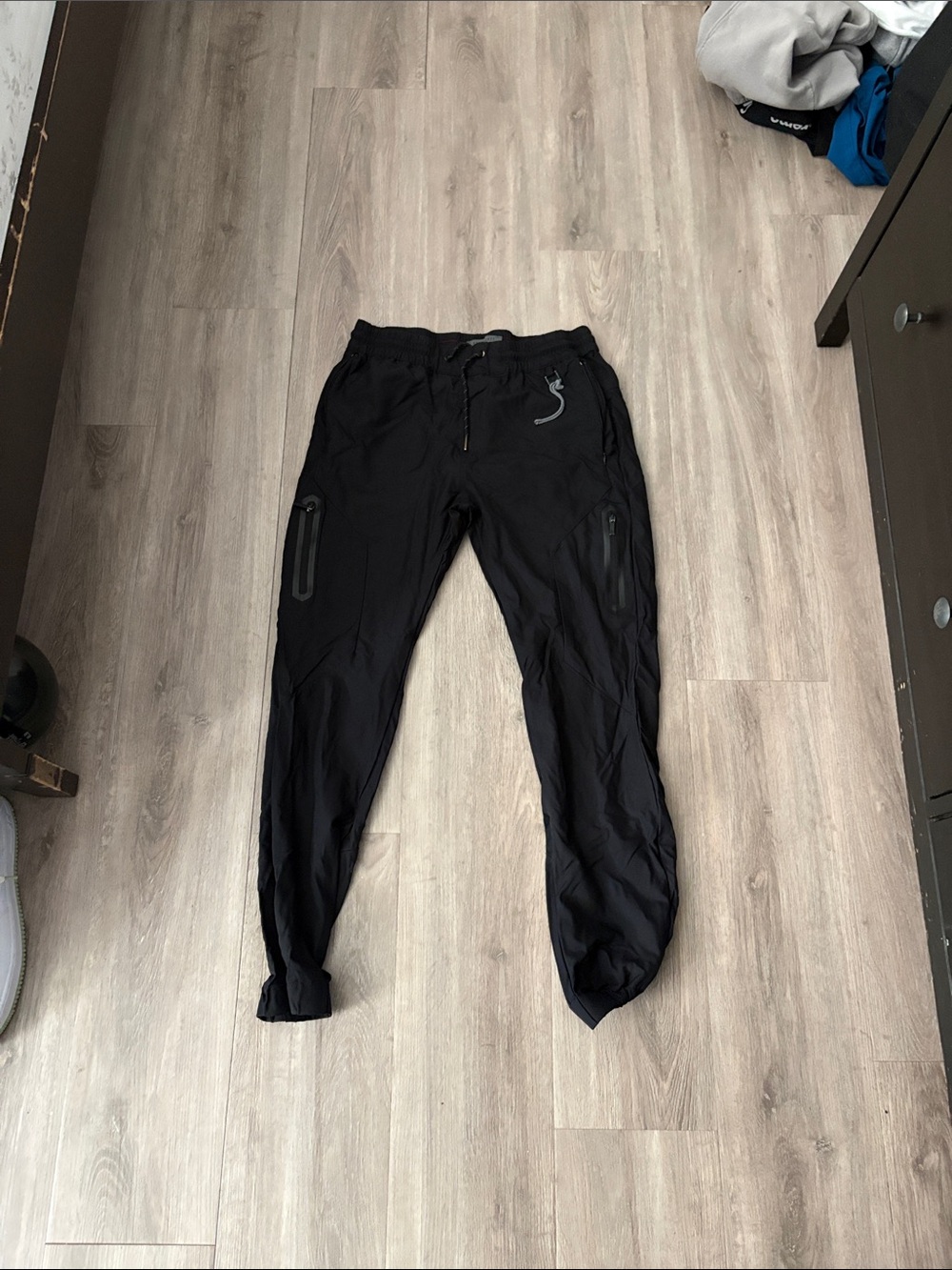 Men's Black Performance Jogger Pants with Zippered Pockets